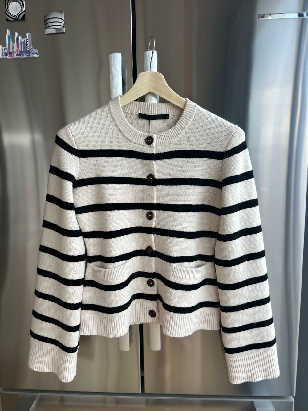 NWT Jenni Kayne Cooper Striped Cardigan Cashmere Wool Like Khaite Toteme